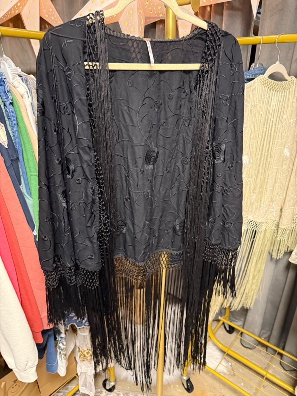 NWOT Free People London Nights Piano Duster in Black - Picture 7 of 9